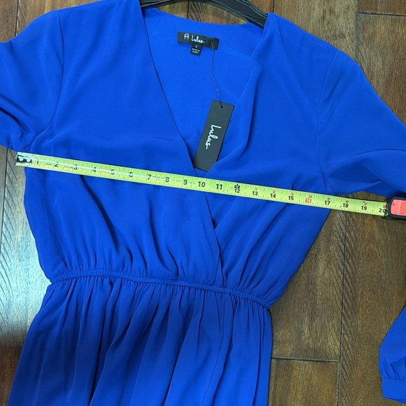 Lulus Cobalt Blue Long Sleeve Maxi Dress Front Slit Size S NWT - Picture 11 of 12